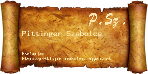 Pittinger Szabolcs névjegykártya